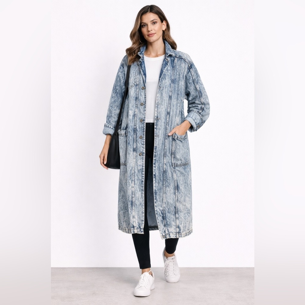 Made In The Shade Dusted Denims Denim Duster Jacket – Vintage Longline Coat